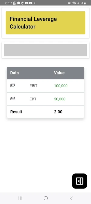 Financial Leverage Calculator Screenshot 3