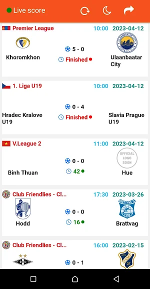 Live Football Score Screenshot 1