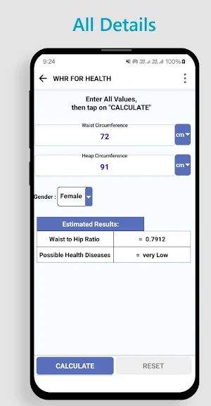 WHR - Waist to Hip Ratio Screenshot 2