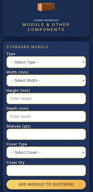 JWb Cabinet Calculator Screenshot 1