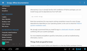 Python Scrapy documentation offline Screenshot 2