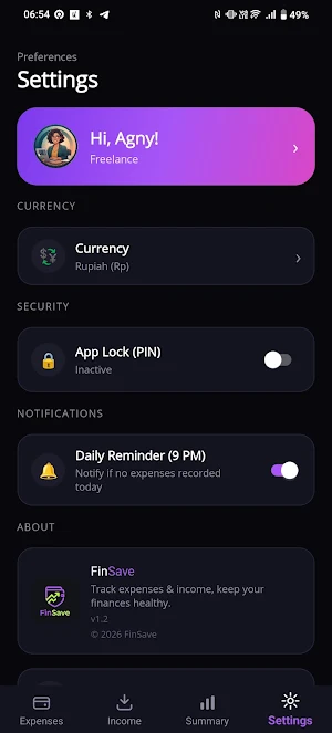 FinSave Screenshot 1