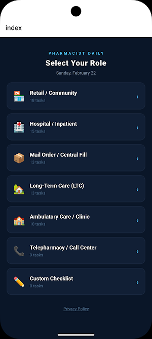 Pharmacist Daily Checklist Screenshot 0
