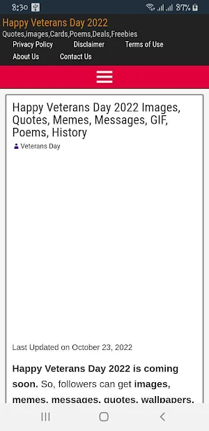 Happy Veterans Day Screenshot 0