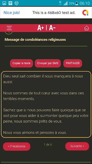 Message de condoléances touchantes Screenshot 0