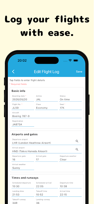 Flight Log - Travel Record Screenshot 1