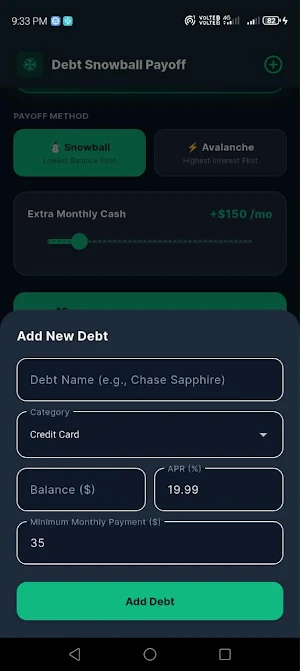 Mortgage & Debt Payoff Planner Screenshot 2