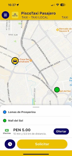 PiscoTaxi Pasajero Screenshot 0