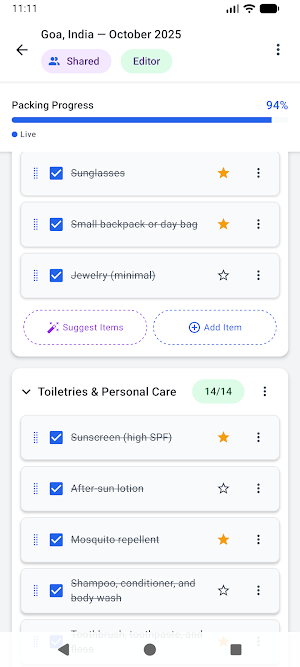 PackRight: Smart Trip Packing Screenshot 2