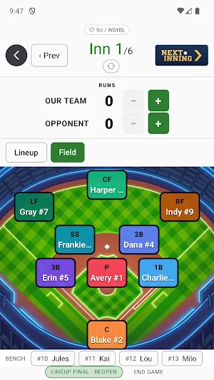 Next Inning: Baseball Lineups Screenshot 0