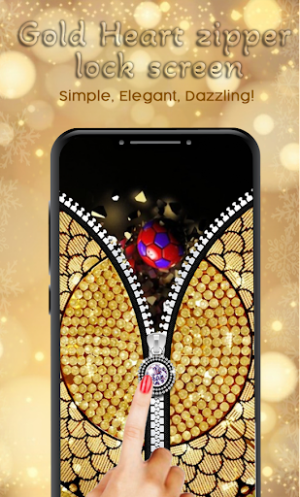 Heart Gold Zipper Screen Lock Screenshot 1