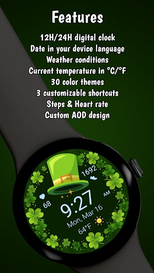 St. Patrick - WearOS Watchface Screenshot 2