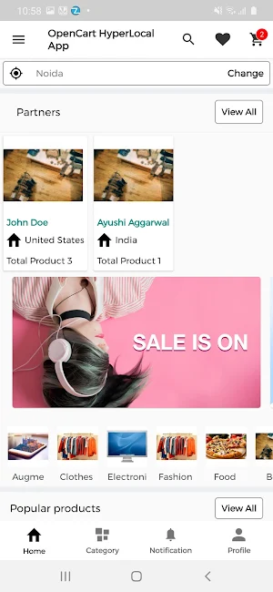 OpenCart Hyperlocal Mobile App Screenshot 1