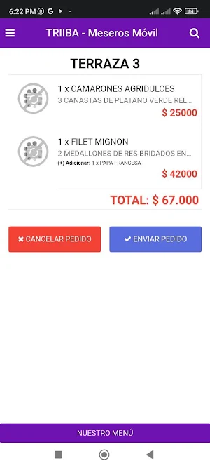 TRIIBA - MESEROS APP Screenshot 1