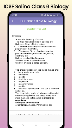 ICSE Selina Class 6 Biology Screenshot 1