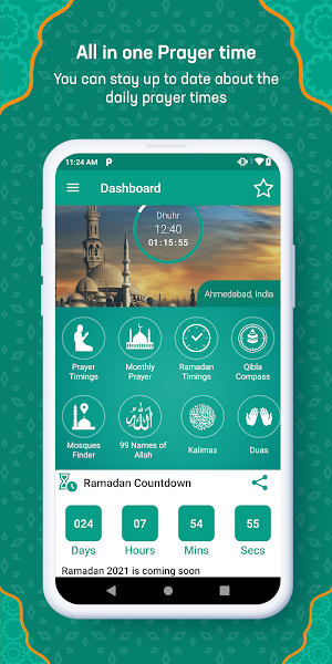 Ramadan Times 2021: Azan & Qibla Compass Screenshot 0