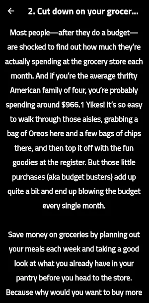 Tips on how to save money Screenshot 2