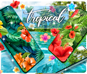 Tropical jungle flowers and leaves live wallpaper Screenshot 0