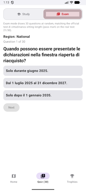 Italian Citizenship Test Screenshot 3