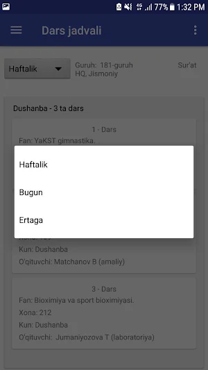 Dars Jadvali Screenshot 2