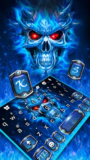 Blue Evil Skull Warrior Keyboard Theme Screenshot 0