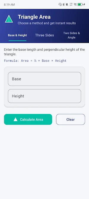 TriArea Calculator Screenshot 0