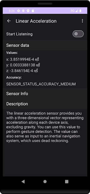 Sensors sample Screenshot 1