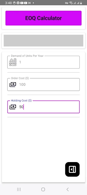 EOQ Calculator Screenshot 3