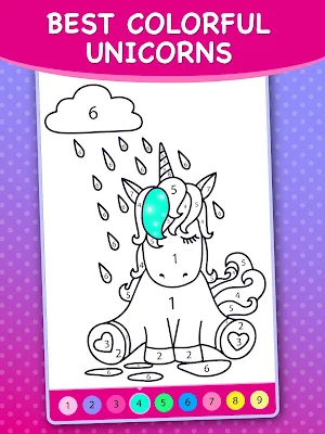 Unicorns Coloring By Numbers Screenshot 1