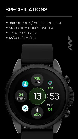 Awf OS 3 Digital - watch face Screenshot 1