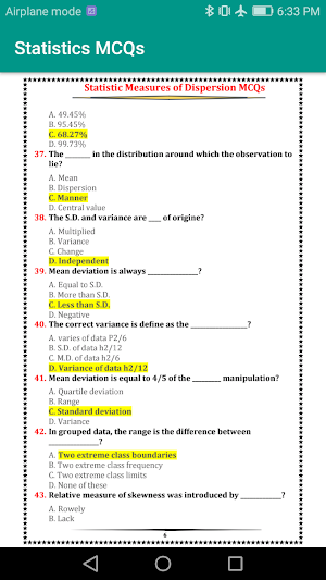 Statistics mcqs | Statistics offline | mcqs only Screenshot 2