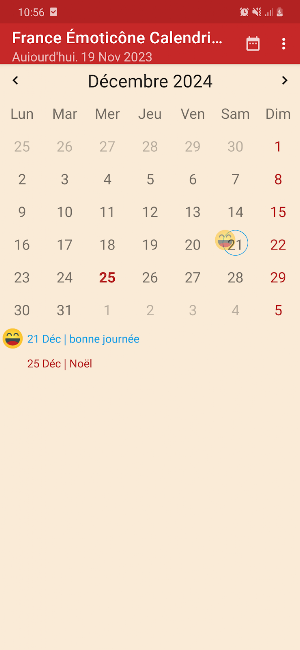 France Émoticône Calendrier Screenshot 2