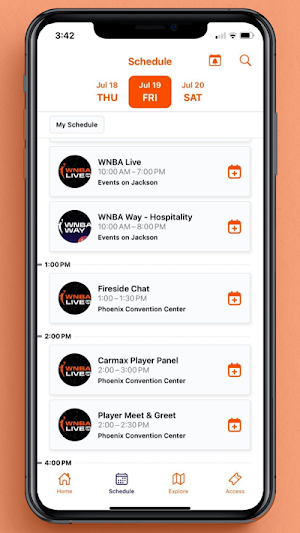 WNBA Events App Screenshot 2