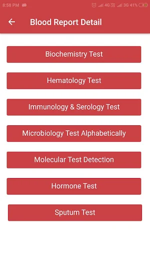 Blood Report Detail Screenshot 0