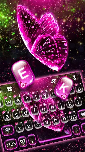 Glitter Pink Butterfly Keyboard Theme Screenshot 1
