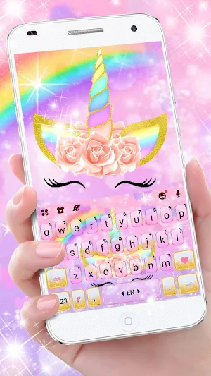 Rainbow Rose Unicorn Keyboard Theme Screenshot 0