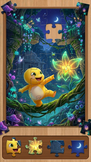 Yellow Dino Jigsaw & Color Fan Screenshot 1