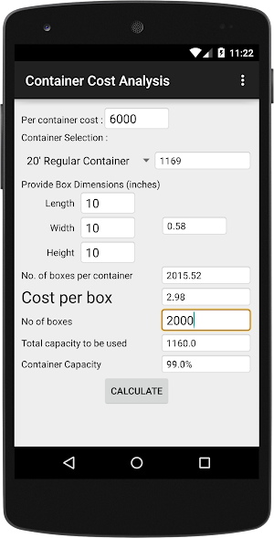 Container Cost Analysis Screenshot 2