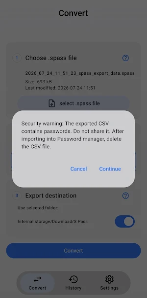 C Pass: Spass to CSV Screenshot 1