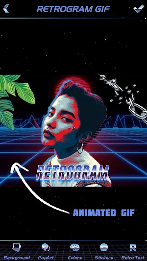 Retrogram 🌴: Retrowave Photo, GIF & Text Maker Screenshot 2