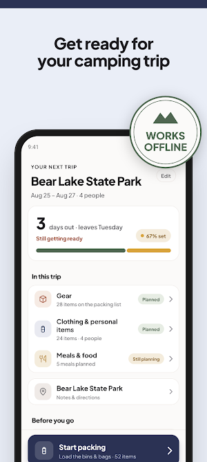 Camping Checklist & Meal Plan Screenshot 0