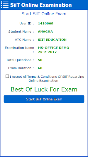 SiiT Exam Screenshot 1