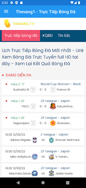 Thevang1 - Trực Tiếp Bóng Đá Screenshot 0