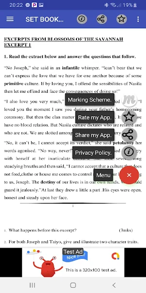 BLOSSOMS OF SAVANNAH EXCERPTS, QUESTIONS & ANSWERS Screenshot 1