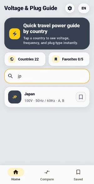Travel Voltage Plug Guide Screenshot 1