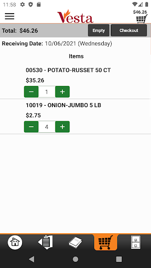 Vesta Foodservice Checkout Screenshot 3