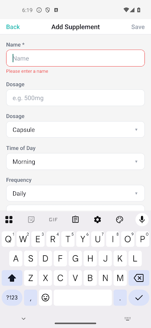 Supplement Tracker Screenshot 1