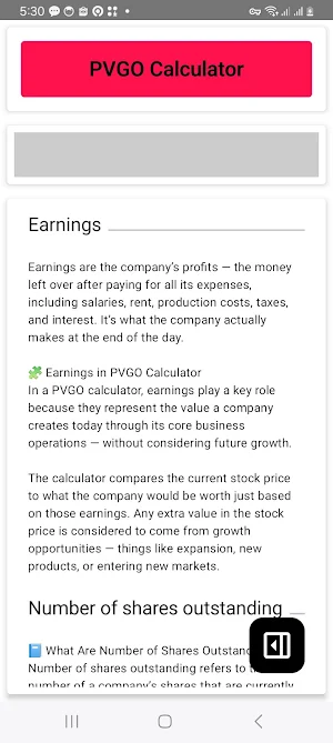PVGO Calculator Screenshot 2