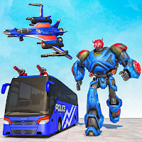 US Police Bus Transmute Robot shooting Game