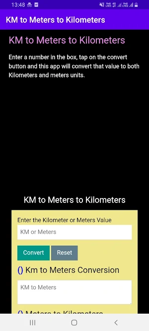KM to Meters to Kilometers Screenshot 0